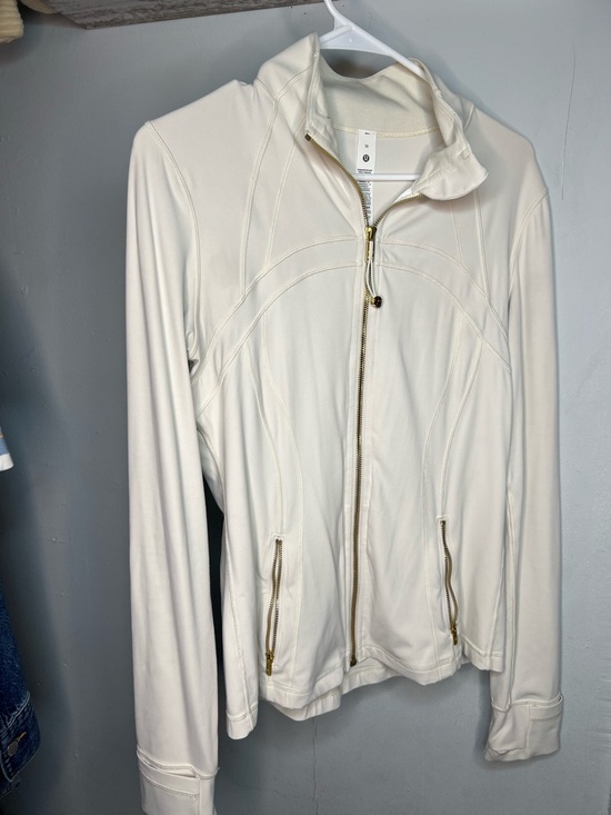 lululemon athletica Tops - lululemon athletica bone color Zip-Up Athletic Jacket with Gold Accents size 10